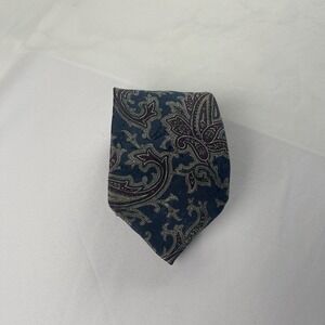 John Ashford Men's Nectktie Imported Silk Made in USA Blue Paisley ‎ 57"x3.5"